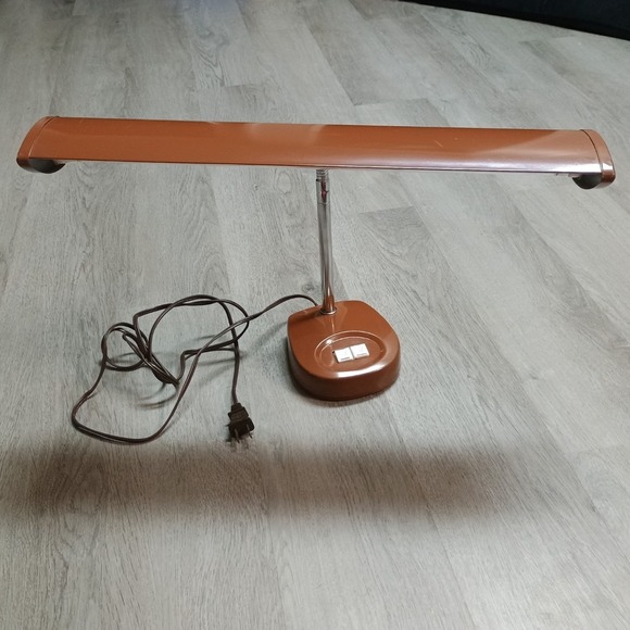 Other - Brown Metal Vintage Desk Banker Lamp Fluerosecent Push Button UL E69325
